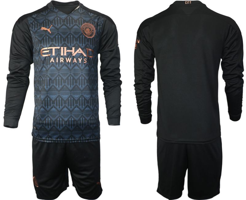 Men 2020-2021 club Manchester city home long sleeve black Soccer Jerseys->manchester city jersey->Soccer Club Jersey